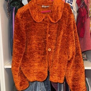 Lori London Orange Fuzzy Jacket